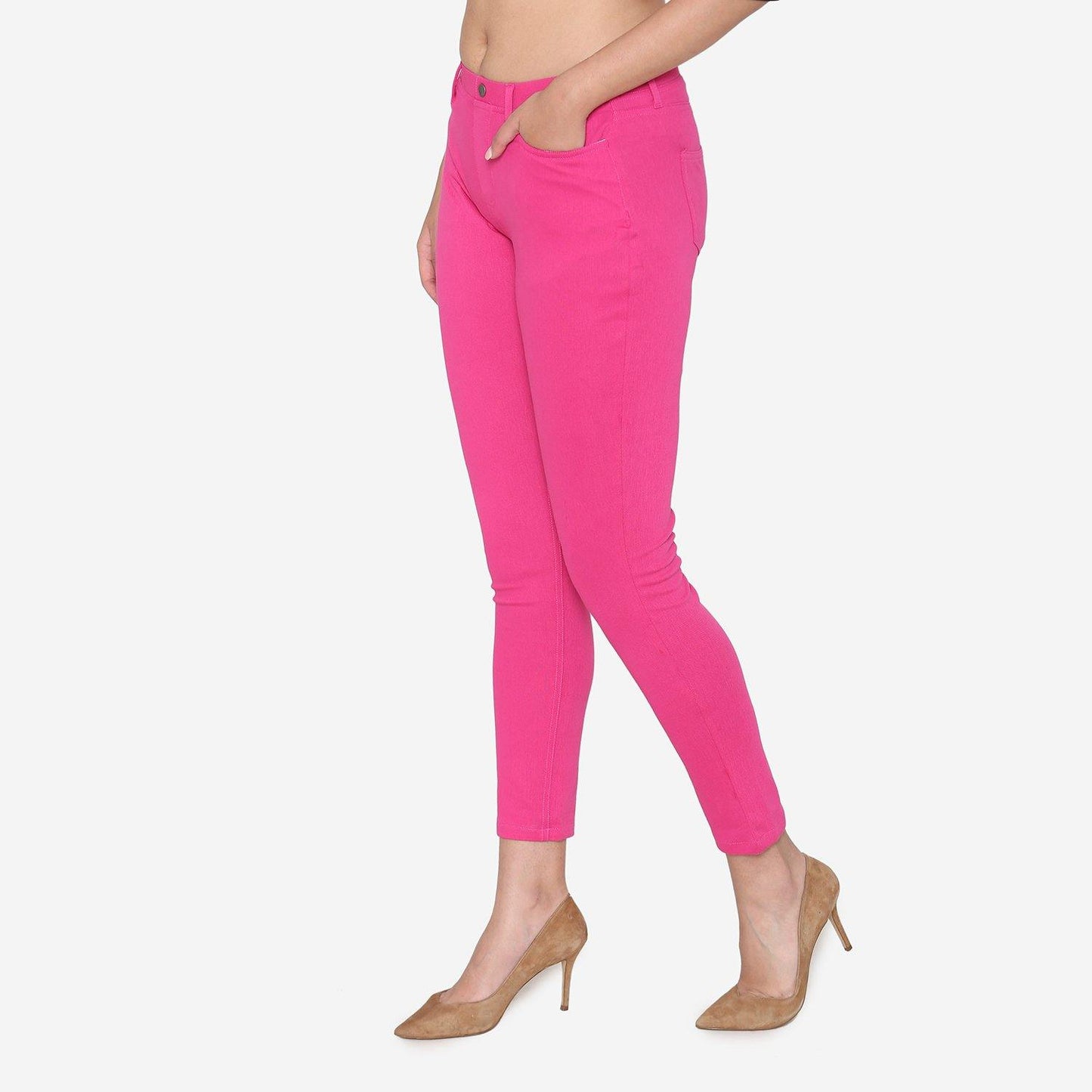 Vami Women's Cotton Stretchable Jeggings - Magic Pink - Bonjour Group