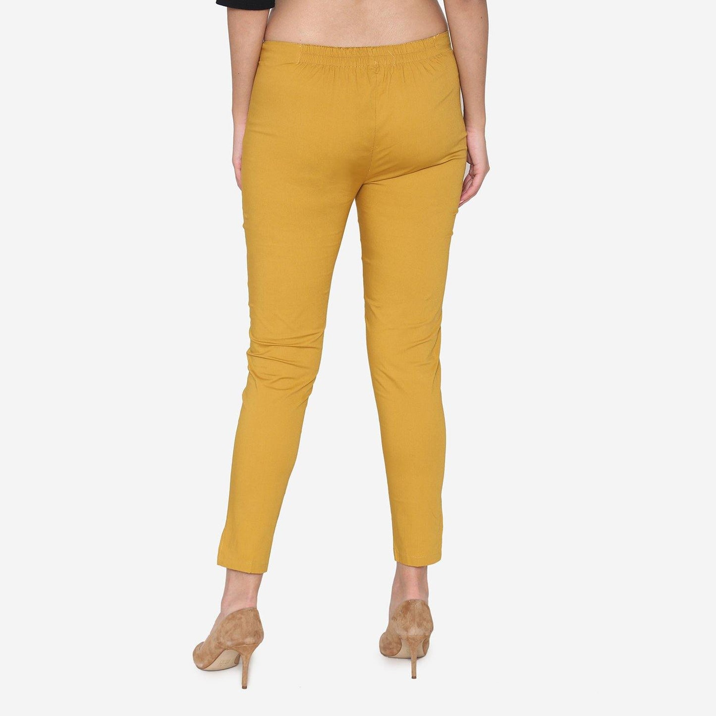 Vami Women's Cotton Formal Trousers- Golden - Bonjour Group