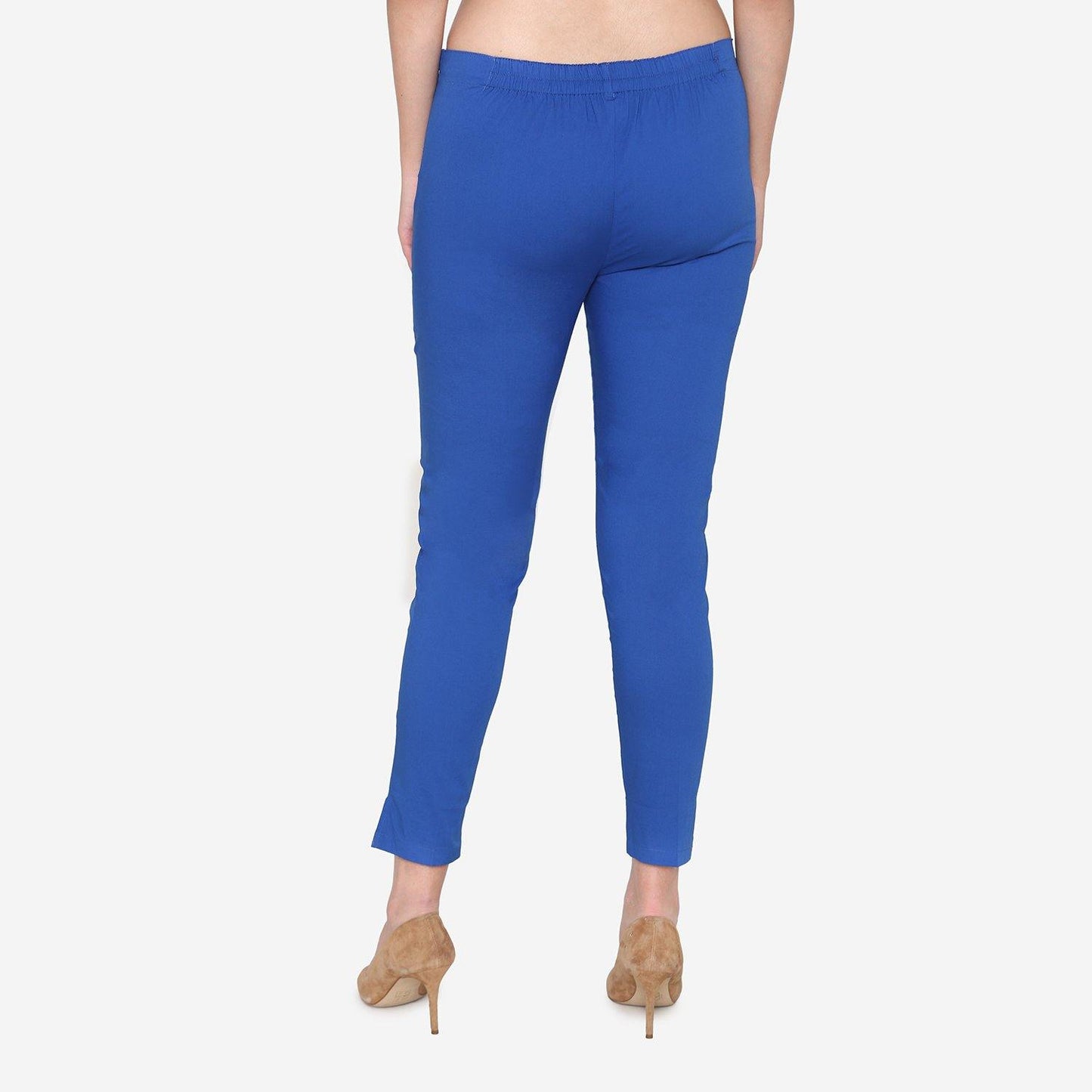 Vami Women's Cotton Formal Trousers - True Blue - Bonjour Group