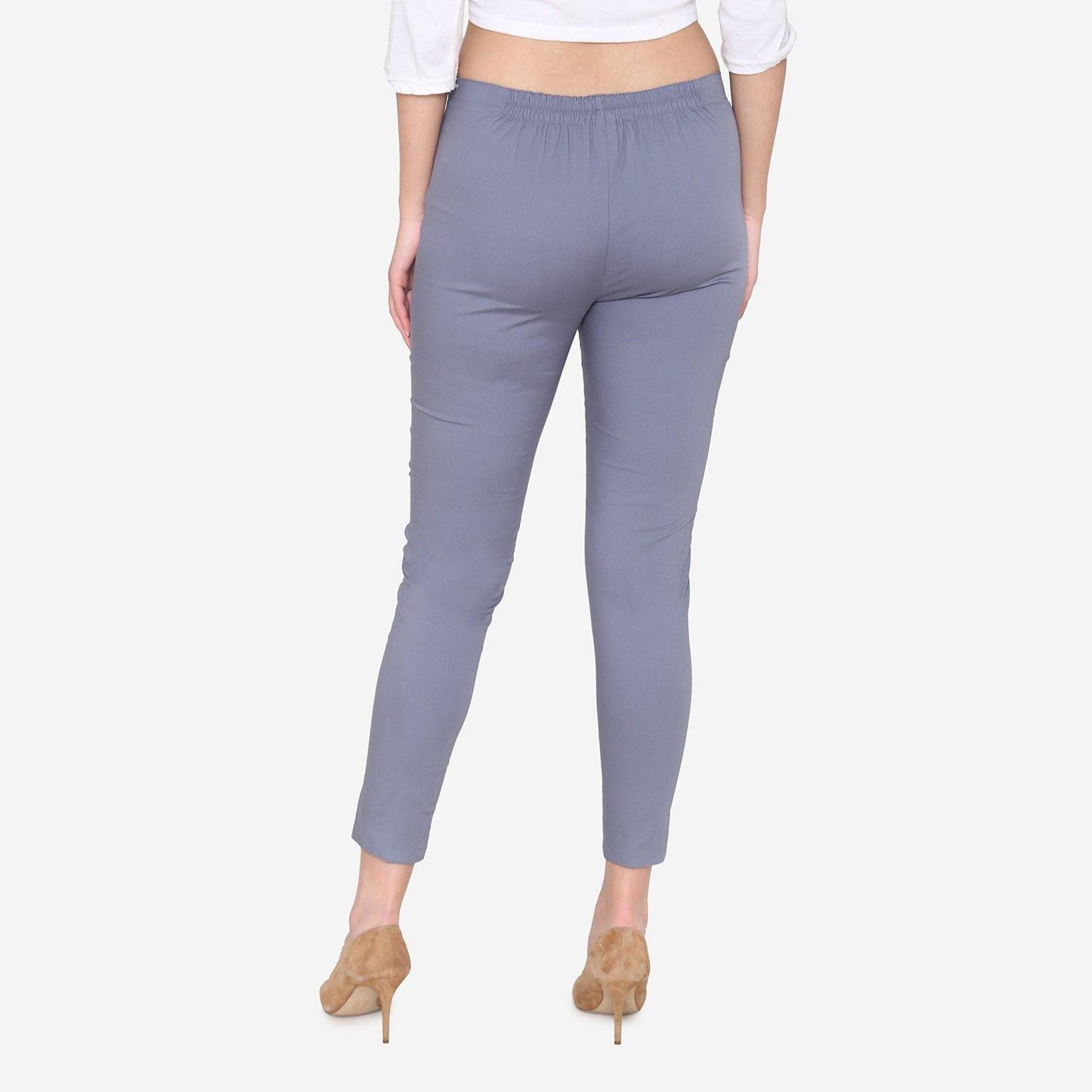 Vami Women's Cotton Formal Trousers - Grey - Bonjour Group