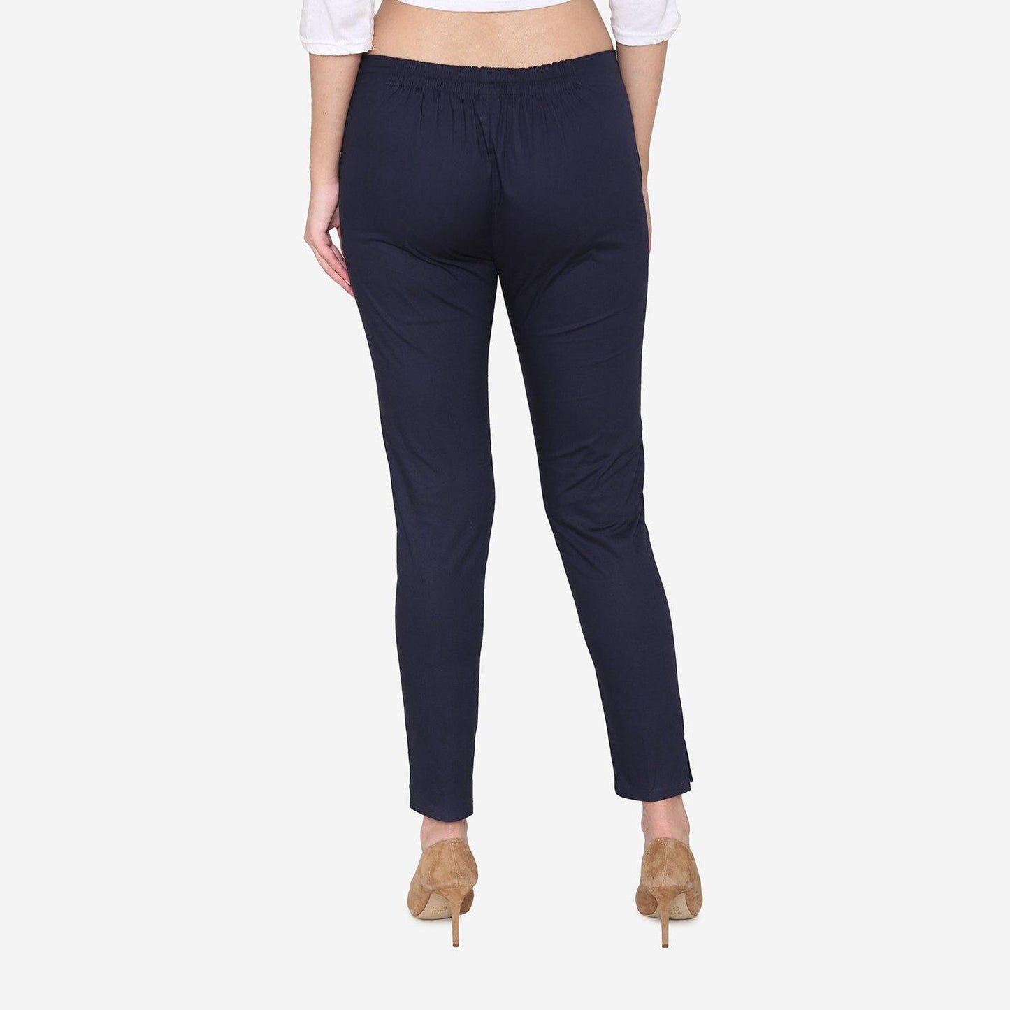 Vami Women's Cotton Formal Trousers - Navy - Bonjour Group