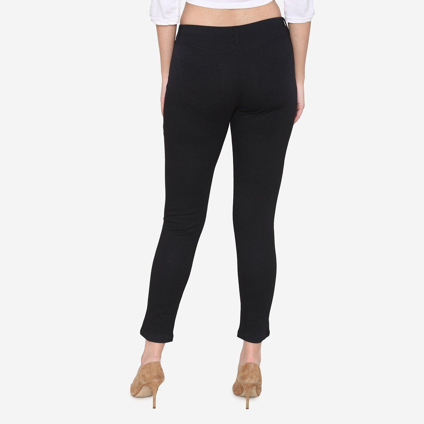 Vami Women's Cotton Stretchable Jeggings - Black - Bonjour Group