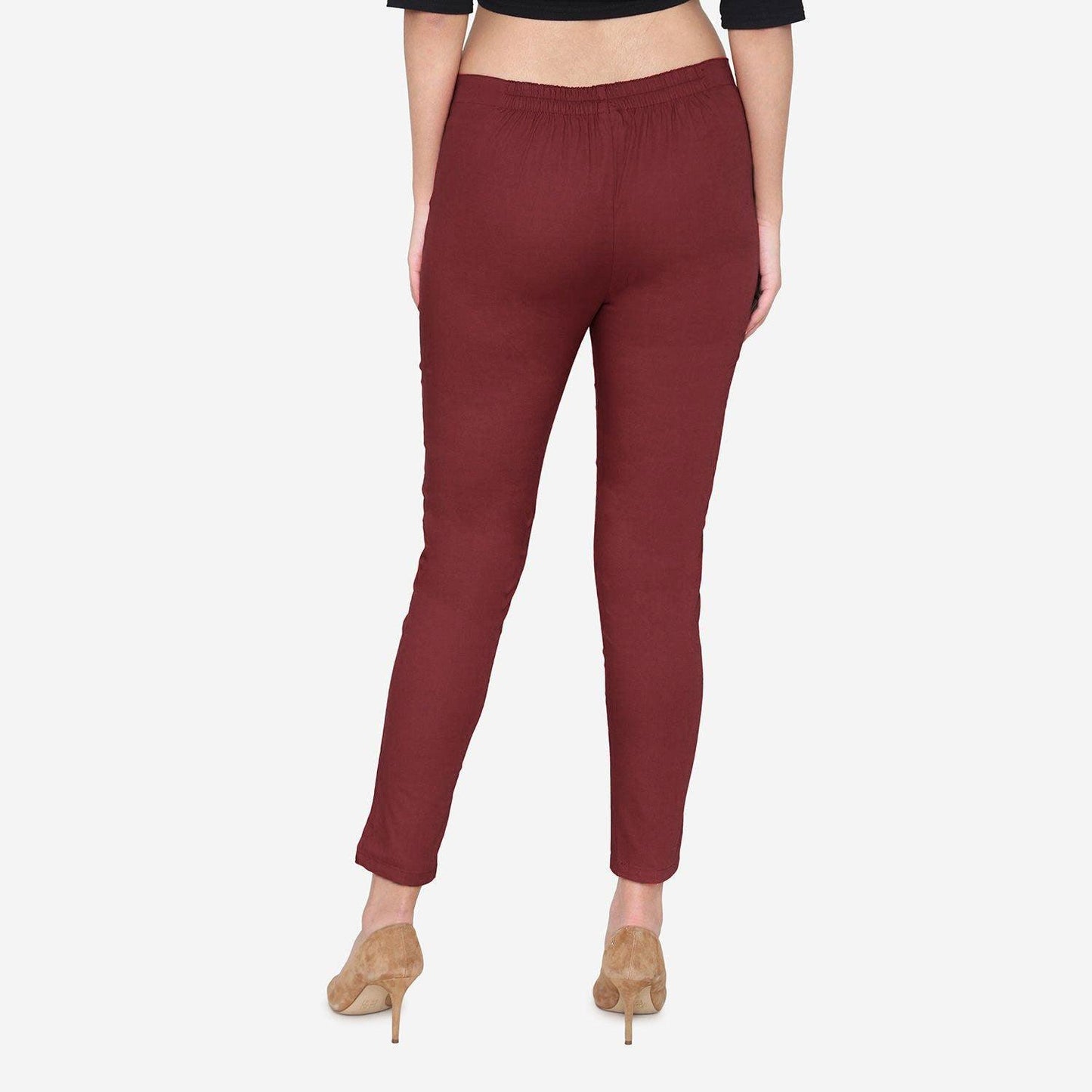 Women's Cotton Formal Pants - Maroon