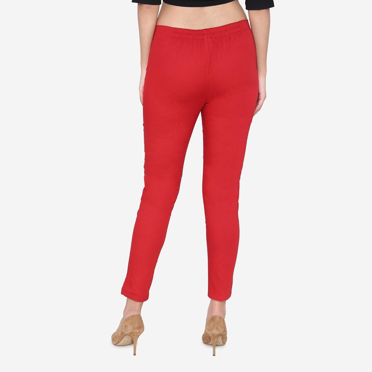 Vami Women's Cotton Formal Trousers - True Red - Bonjour Group