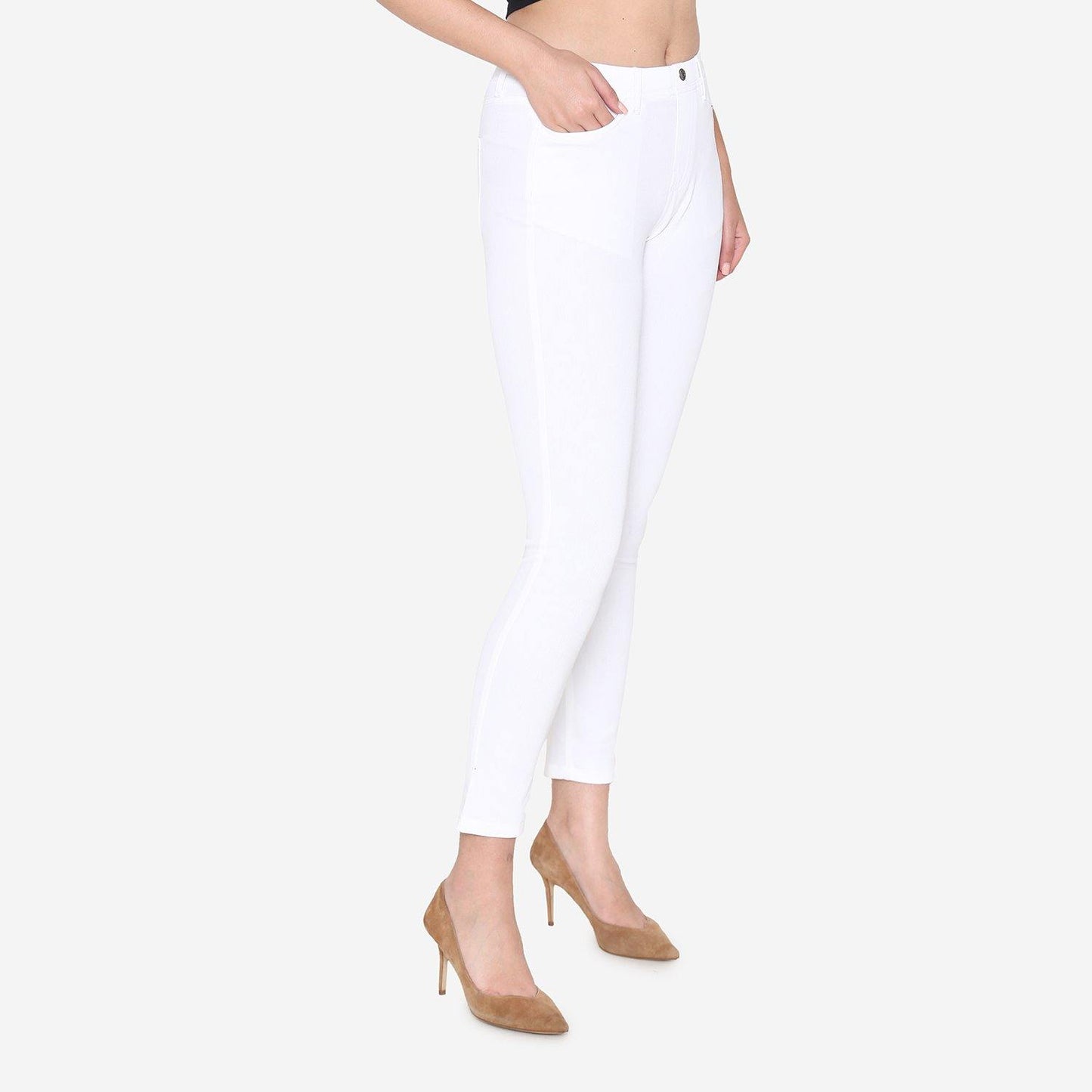 Vami Women's Cotton Stretchable Jeggings - White - Bonjour Group