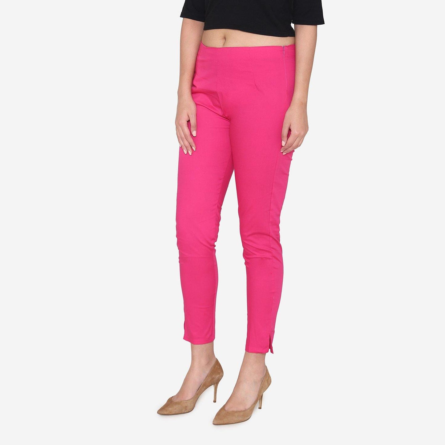 Vami Women's Cotton Formal Trousers- fuchsia - Bonjour Group