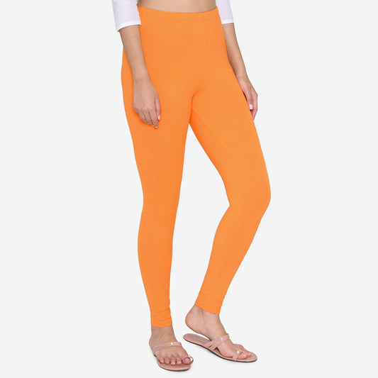 Cotton Stretchable Leggings -Vibrant Orange