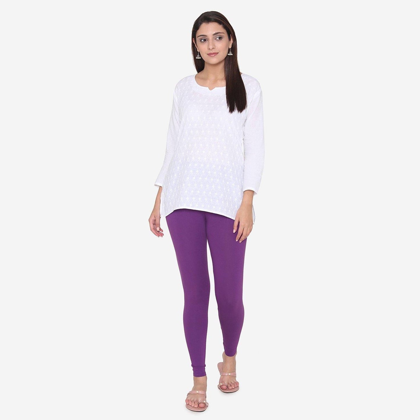 Ladies Cotton Leggings - Purple