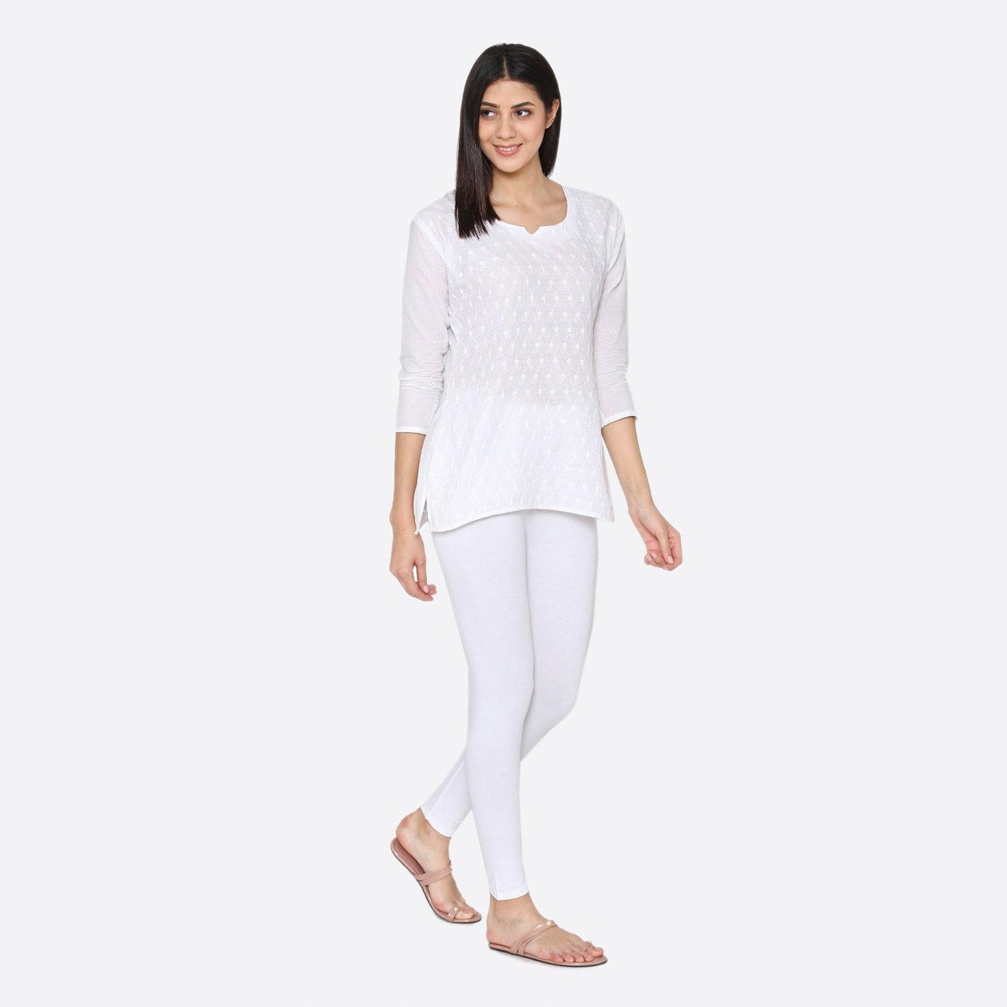 White Color Ankle Leggings