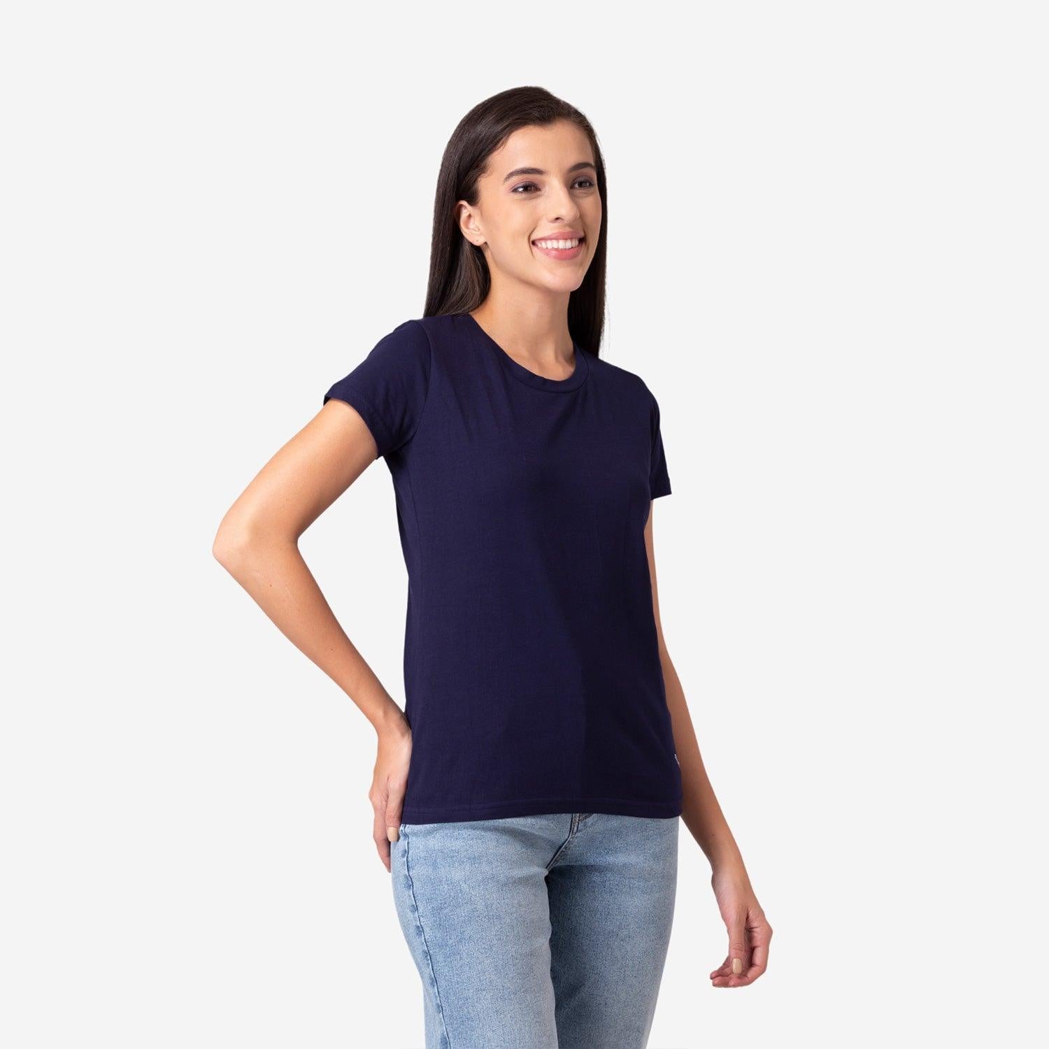 Plain Round-Neck T-Shirt For Women