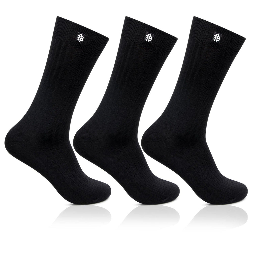 Men's Cotton Black Rib Socks- Pack of 3