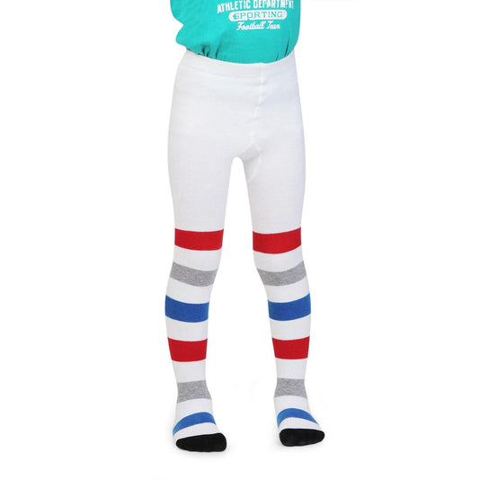 Hot Wheels Knitted Stripped Design Baby Tights - White - Bonjour Group
