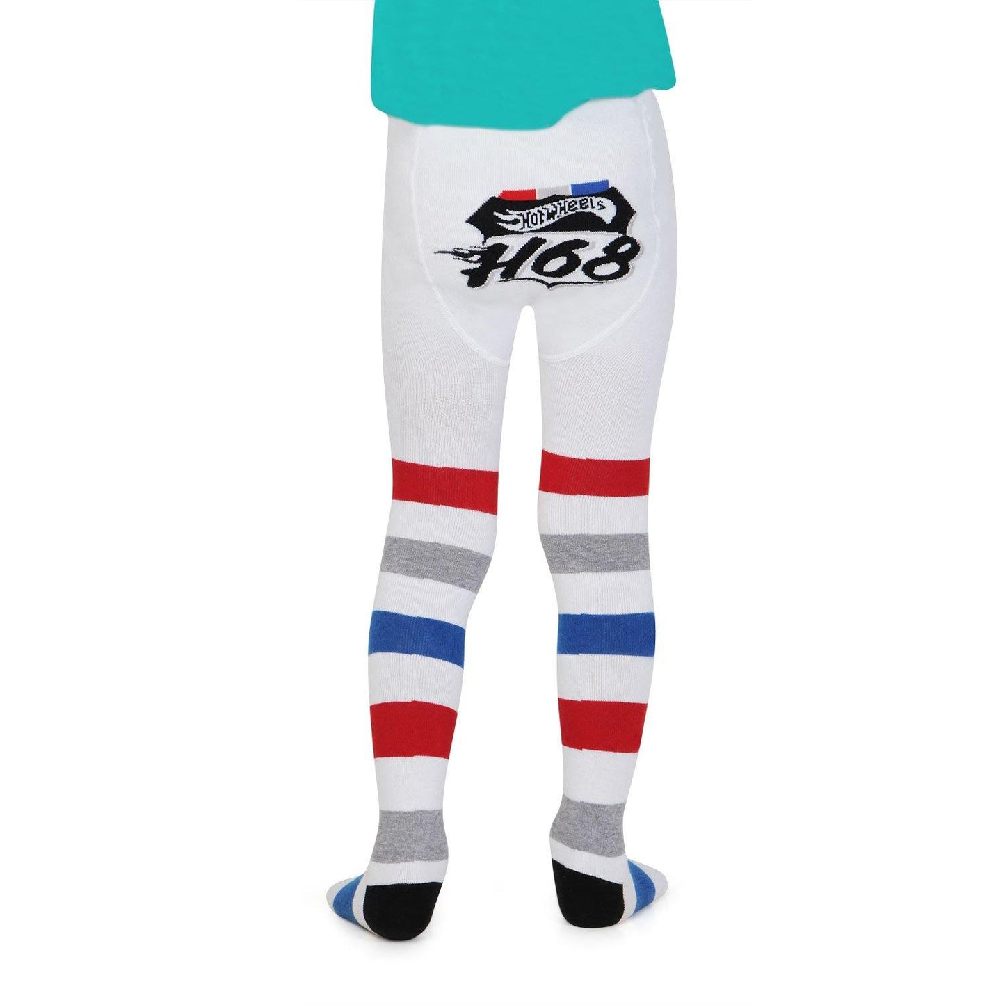 Hot Wheels Knitted Stripped Design Baby Tights - White - Bonjour Group