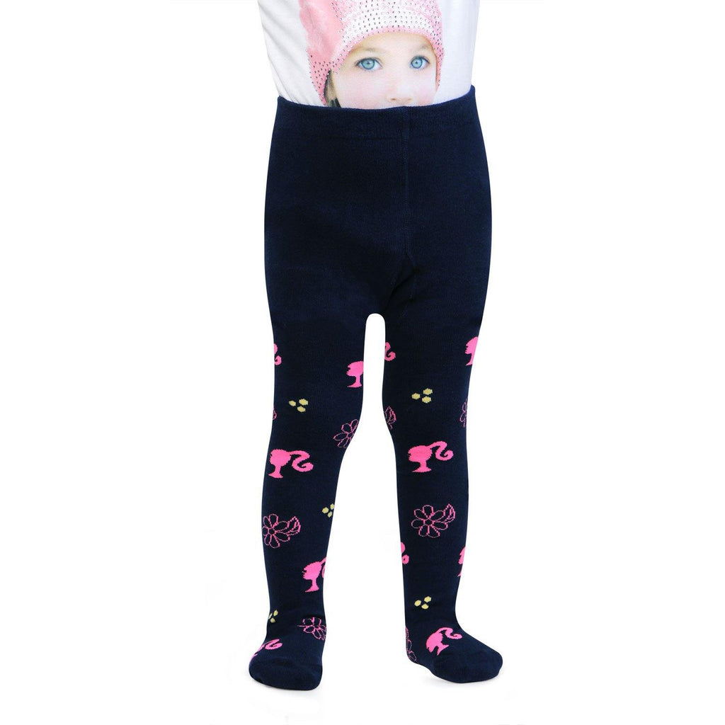Barbie Cute Prints Knitted Tights For Baby Girls - Navy Pink - Bonjour Group