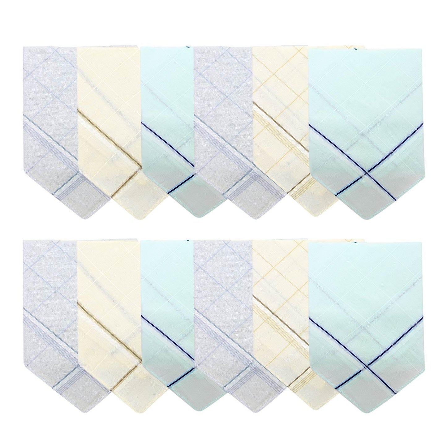 Men's Cotton Handkerchief in Pastel Colours-Pack of 12 - Bonjour Group