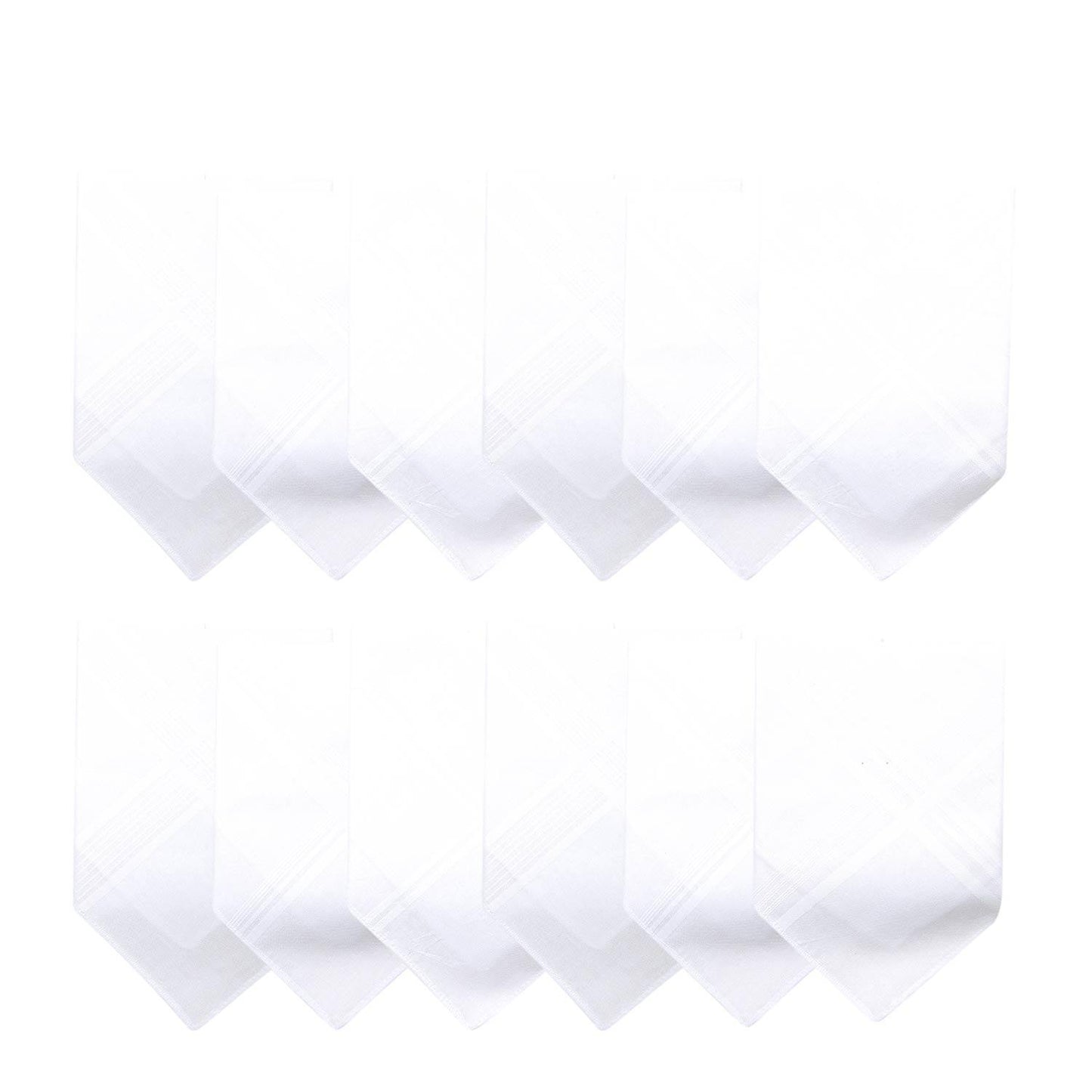 Men's Formal Cotton Handkerchief in White -Pack of 12 - Bonjour Group
