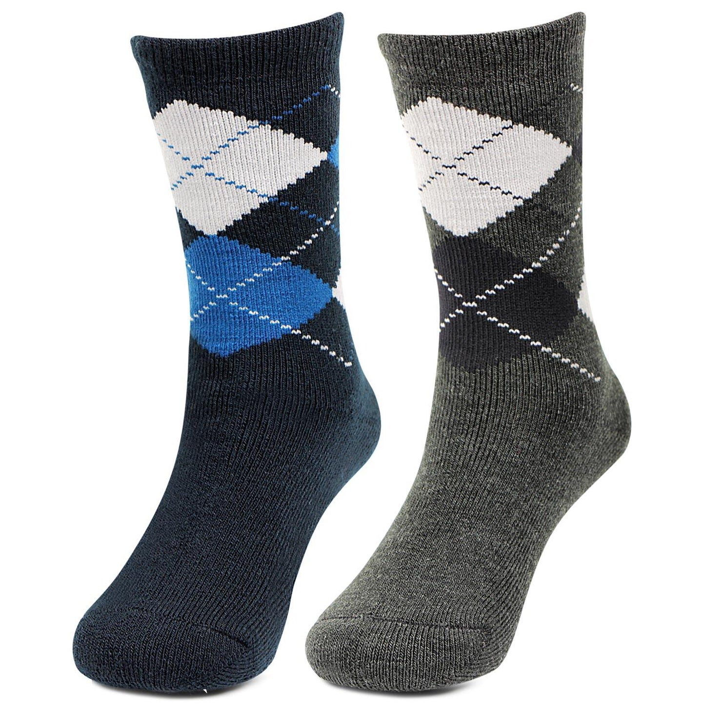 Kids Argyle Multicoloured Woolen Crew Length Socks- Pack of 2 - Bonjour Group