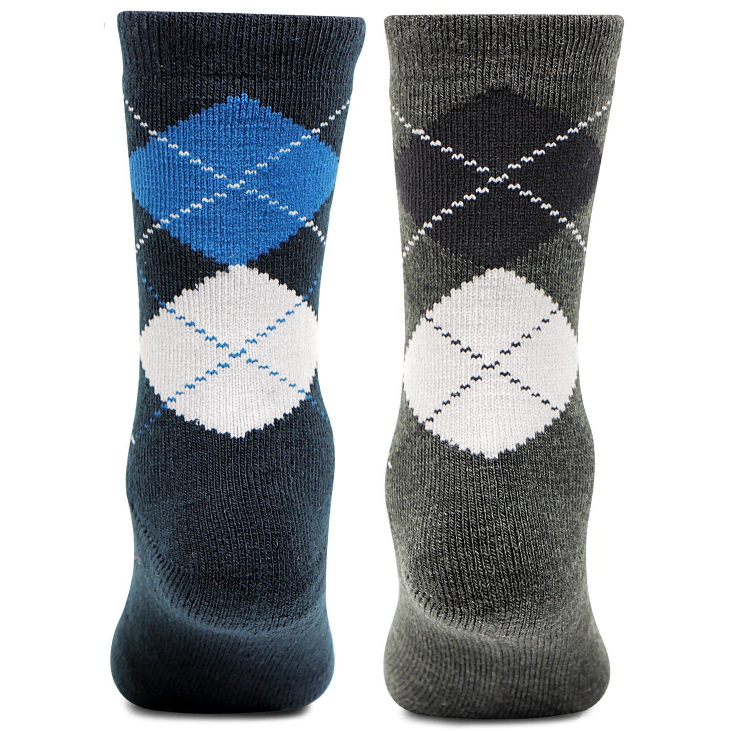 Kids Argyle Multicoloured Woolen Crew Length Socks- Pack of 2 - Bonjour Group