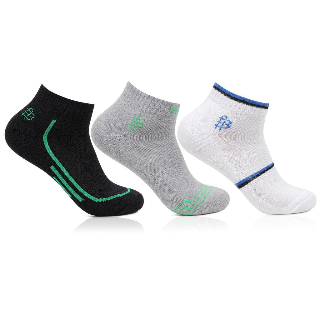 Men's Cushioned Multicoloured Secret Length Sports Socks- Pack of 3 - Bonjour Group