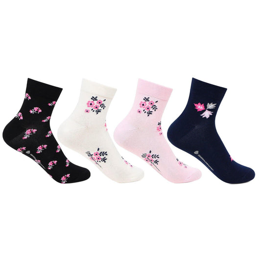Women's Floral Fancy Socks -Pack Of 4 - Bonjour Group
