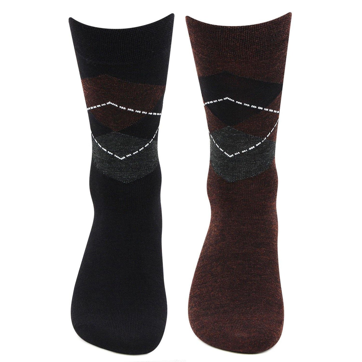 Men's Woolen Argyle Multicolored Crew Socks - Pack Of 2 - Bonjour Group