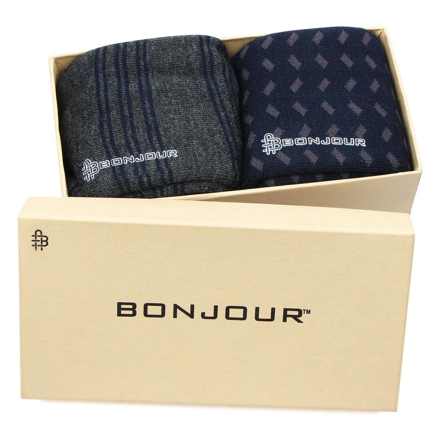 Men's Multicolored Cushioned Woolen Crew Socks - Pack of 2 - Bonjour Group