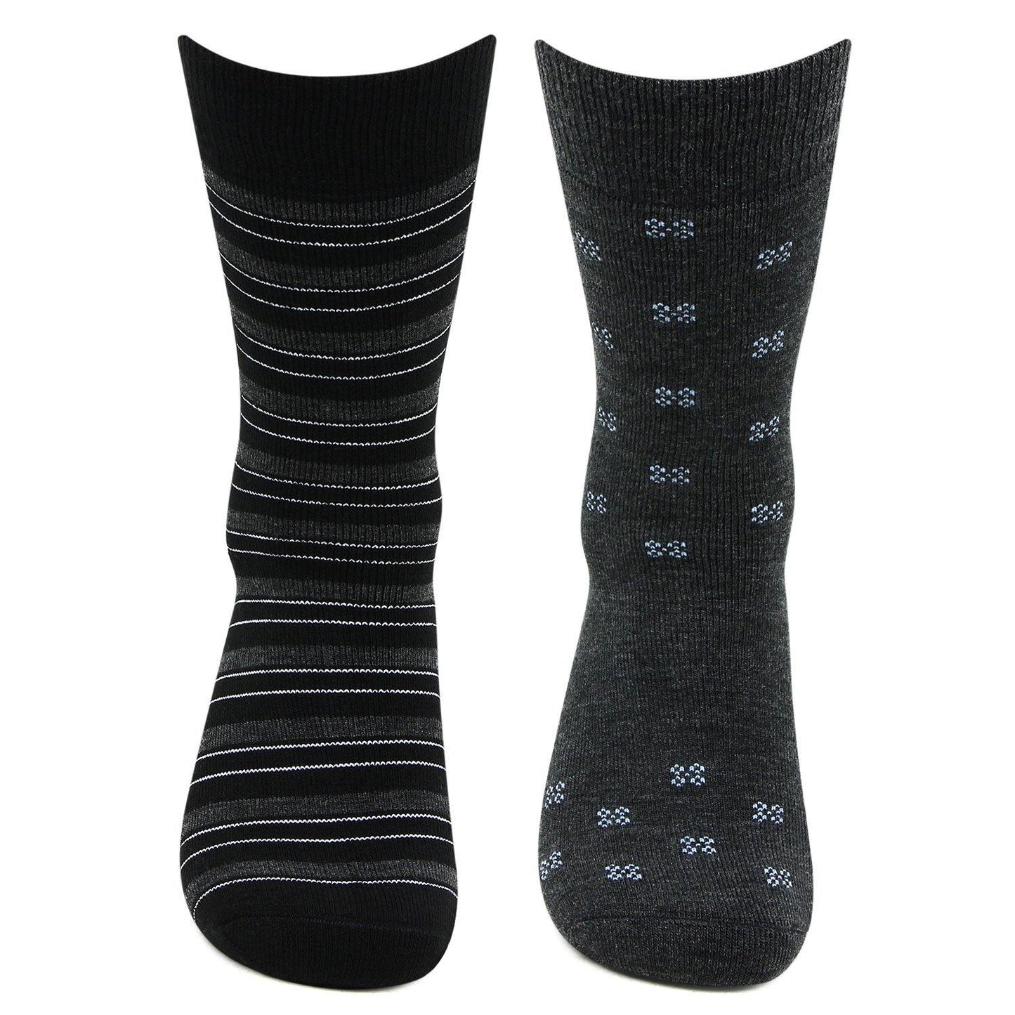 Men's Multicolored Cushioned Crew Woolen Socks - Pack of 2 - Bonjour Group