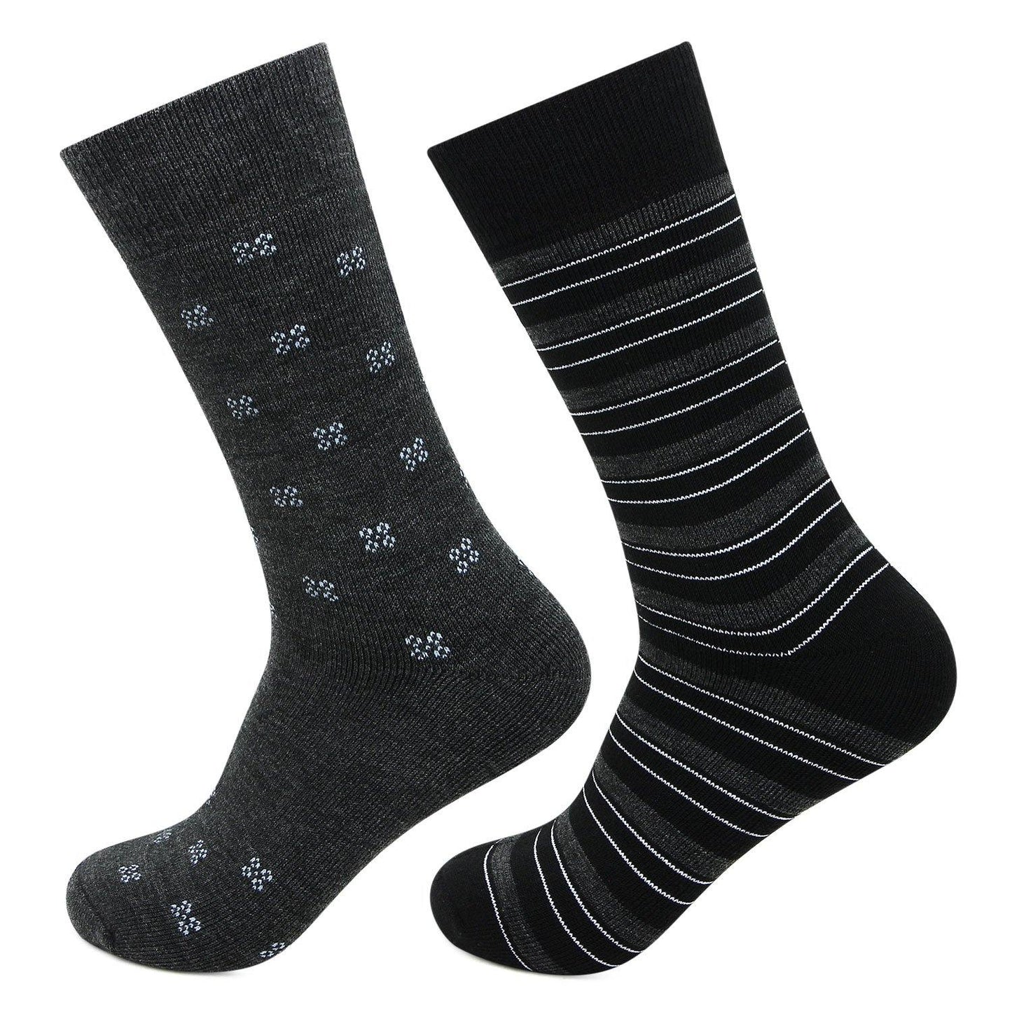 Men's Multicolored Cushioned Crew Woolen Socks - Pack of 2 - Bonjour Group