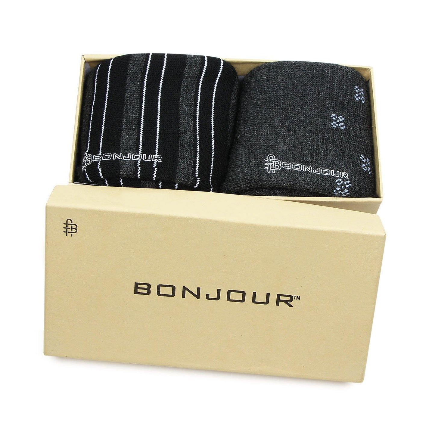 Men's Multicolored Cushioned Crew Woolen Socks - Pack of 2 - Bonjour Group