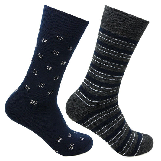 Men's Multicolored Cushioned Woolen Crew Socks - Pack Of 2 - Bonjour Group