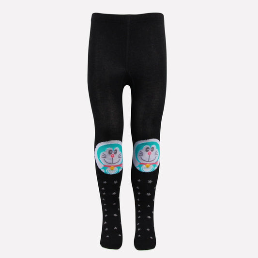 Doraemon Printed Knitted Tights For Baby Girls & Baby Boys - Black