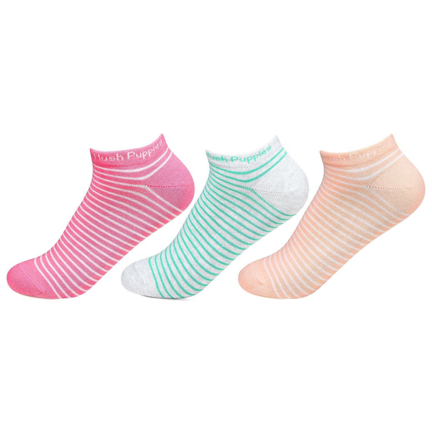 Hush Puppies Women's Stripe Low Ankle Socks - Pack of 3 - Bonjour Group