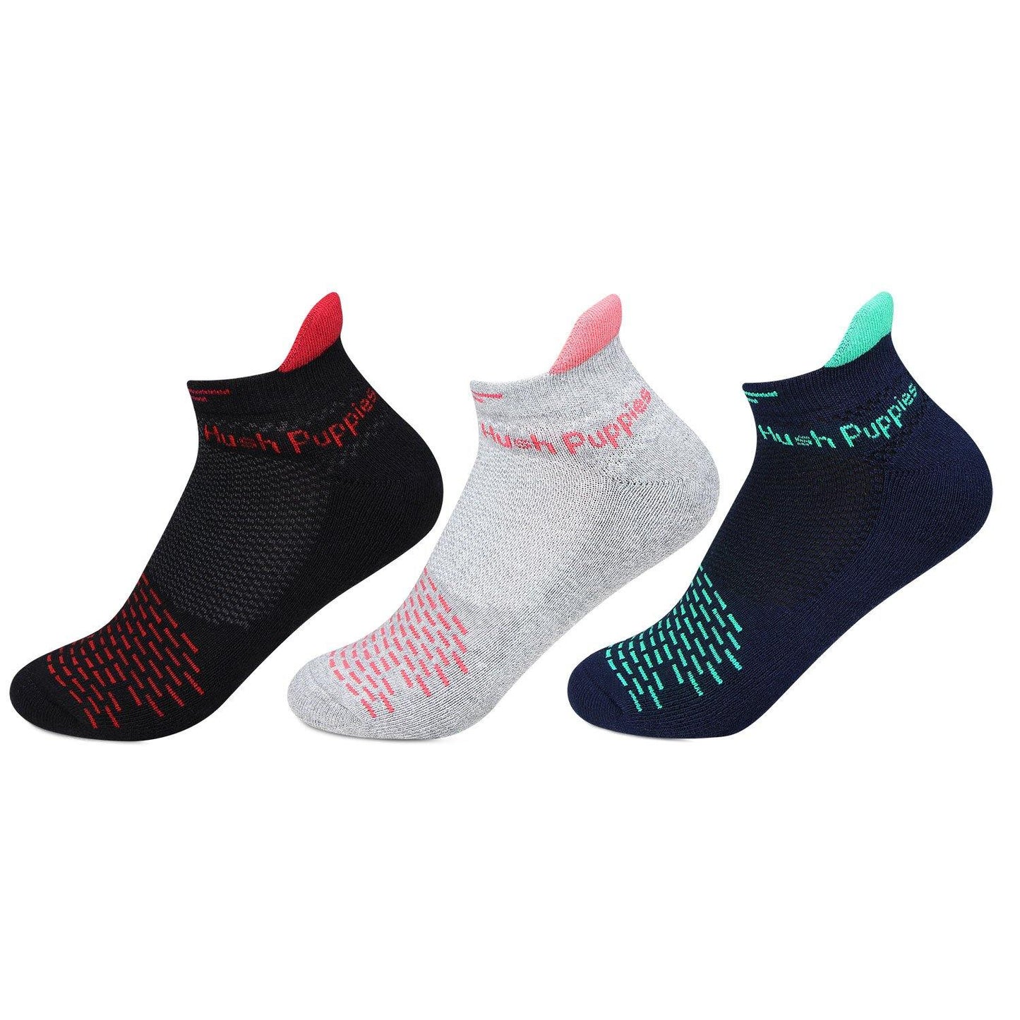 Hush Puppies Women's Multicolored Cushioned Ankle Socks - Pack of 3 - Bonjour Group