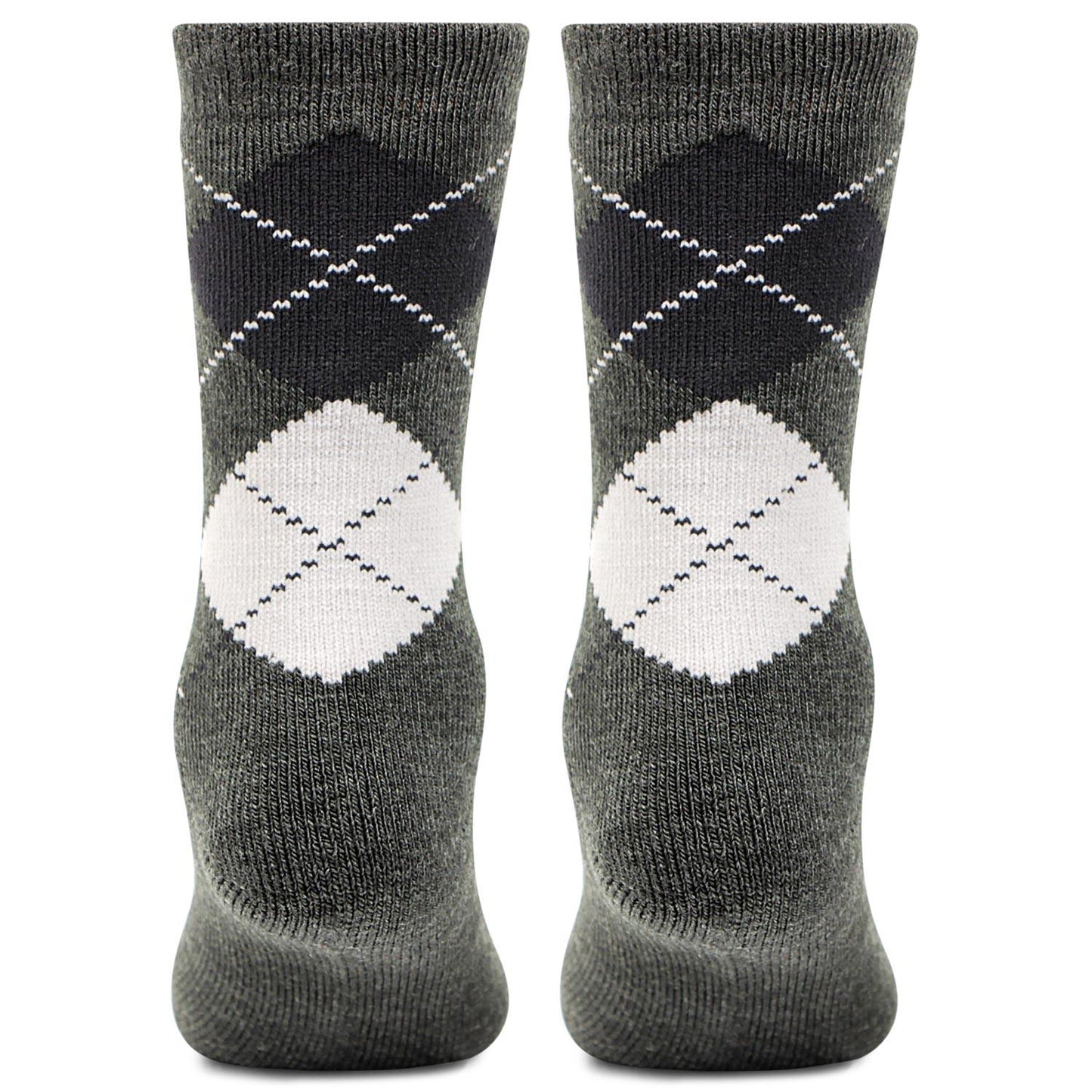 Kids Argyle Pattern Woolen Crew Socks (Dark Grey)- Pack of 2 - Bonjour Group