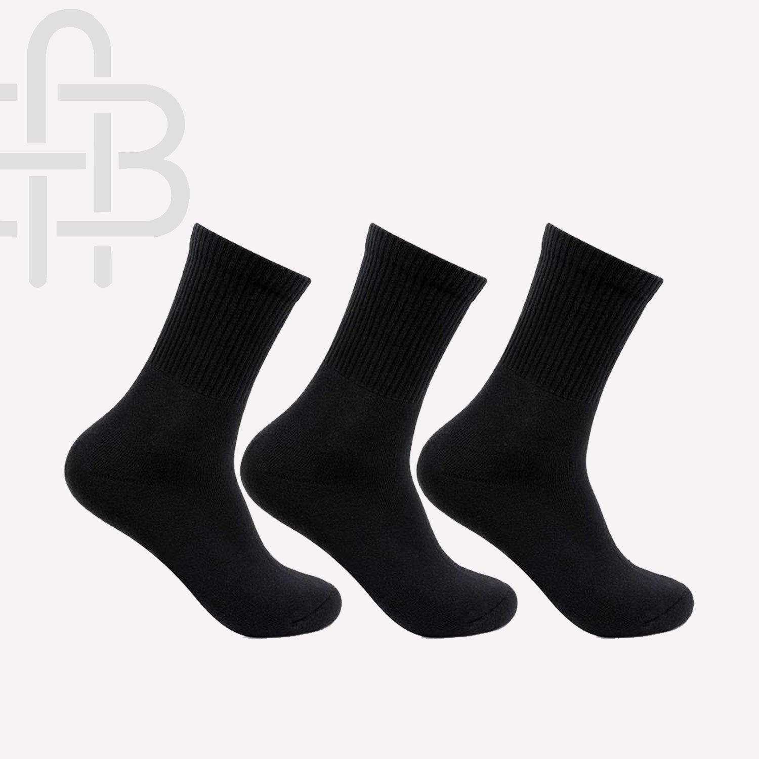 Men Cushioned Black Joggers Crew Length Sports Socks- Pack of