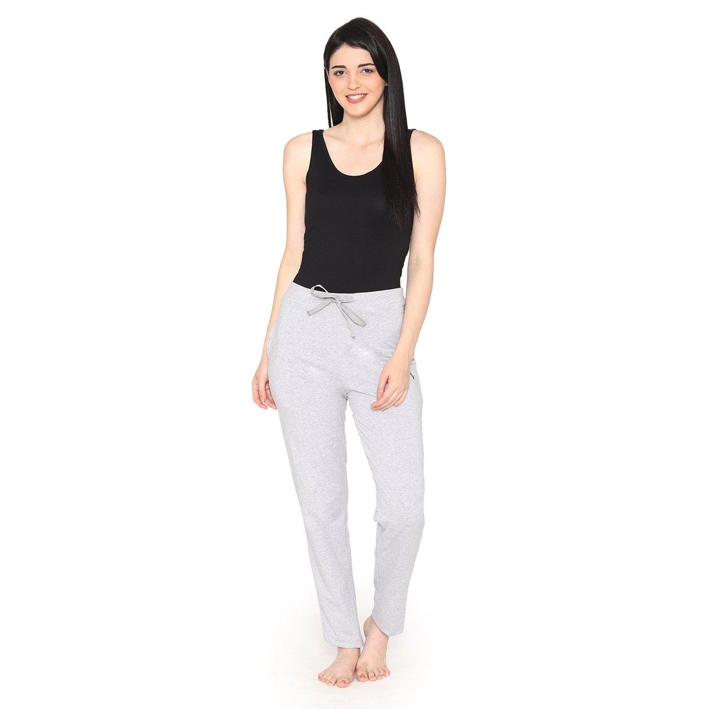 Vami Plain Cotton Rich Relax Lower For Women - Light Grey - Bonjour Group