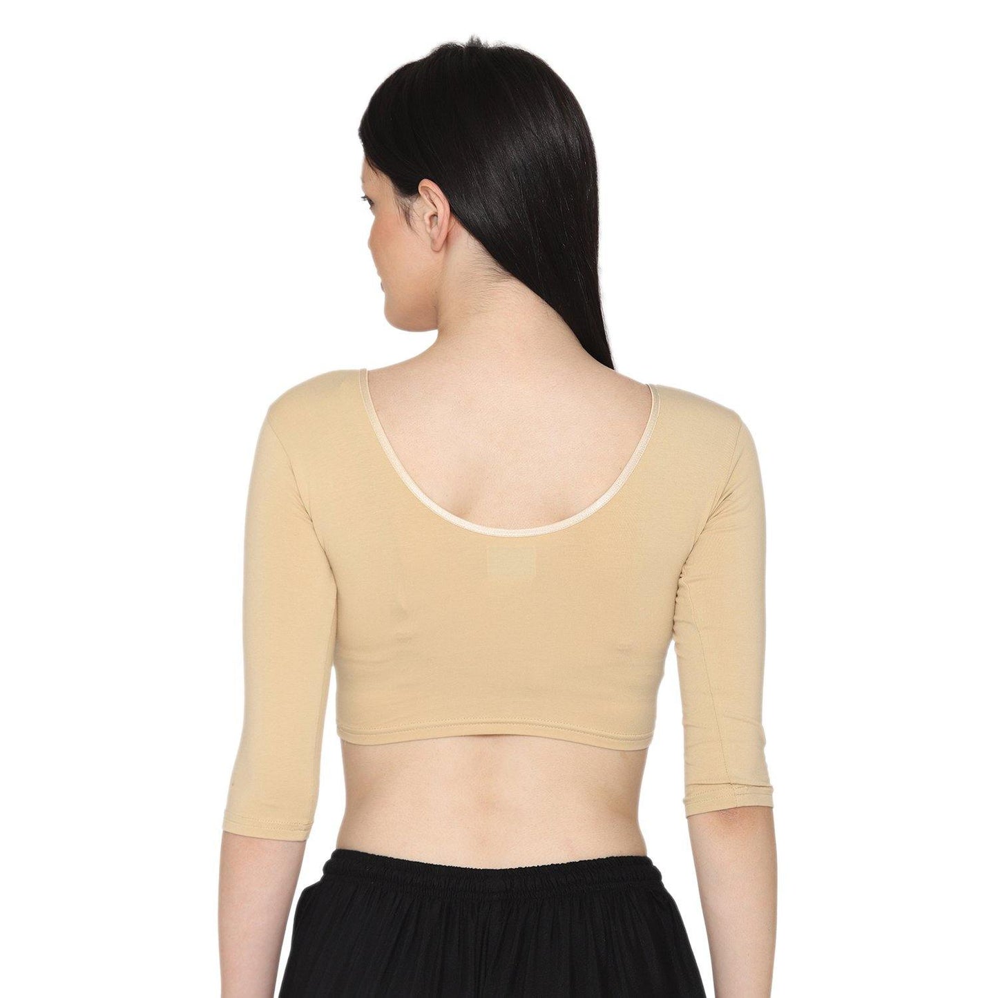 Women's 3/4 Length Cotton Stretchable Readymade Plain Blouse - Perfect Skin - Bonjour Group