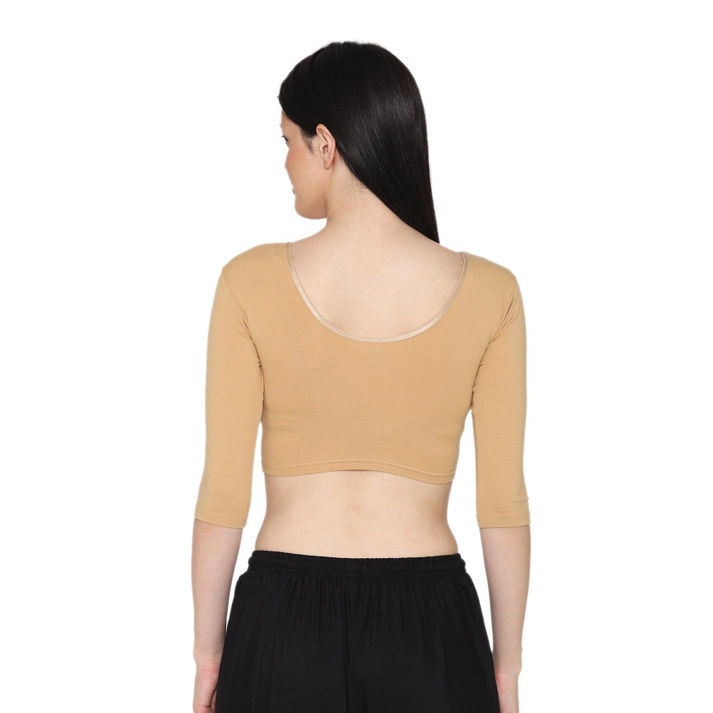 3/4 Length Cotton Plain Blouse