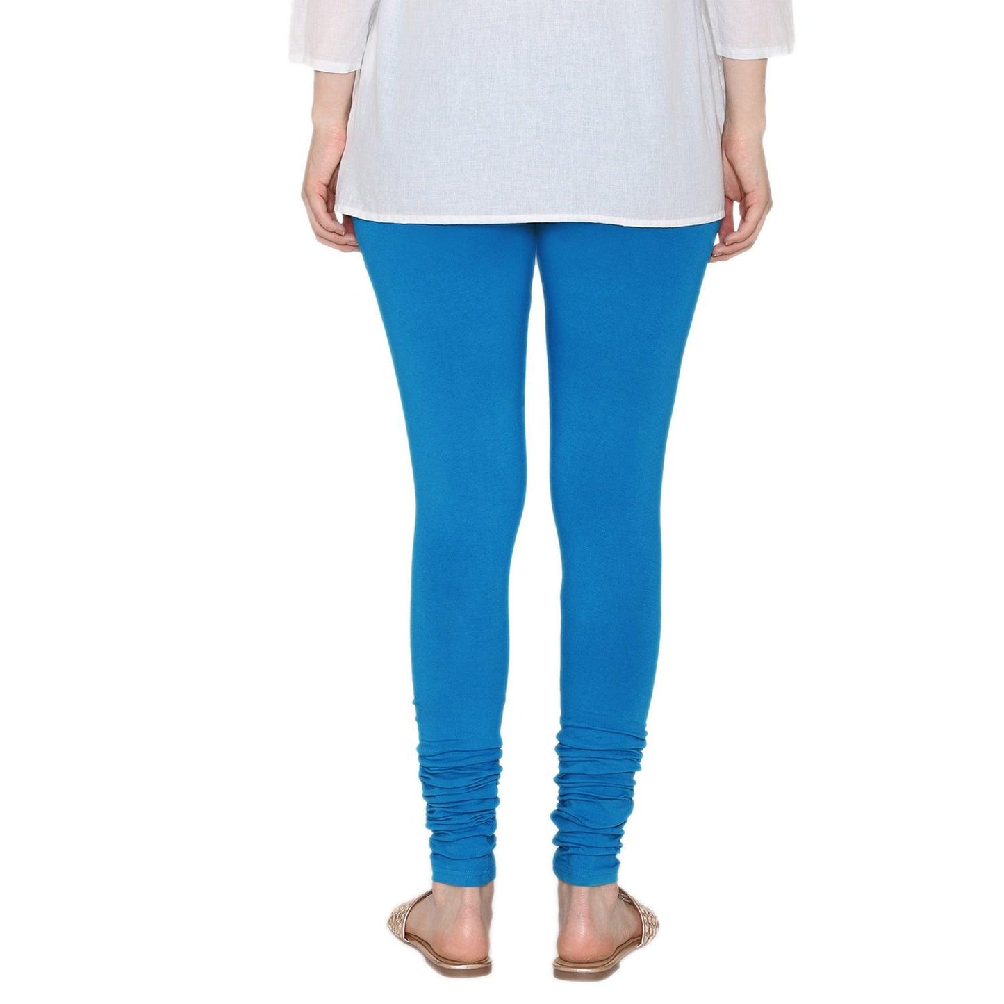 Ladies Cotton Stretchable Churidar Legging -Turquoise