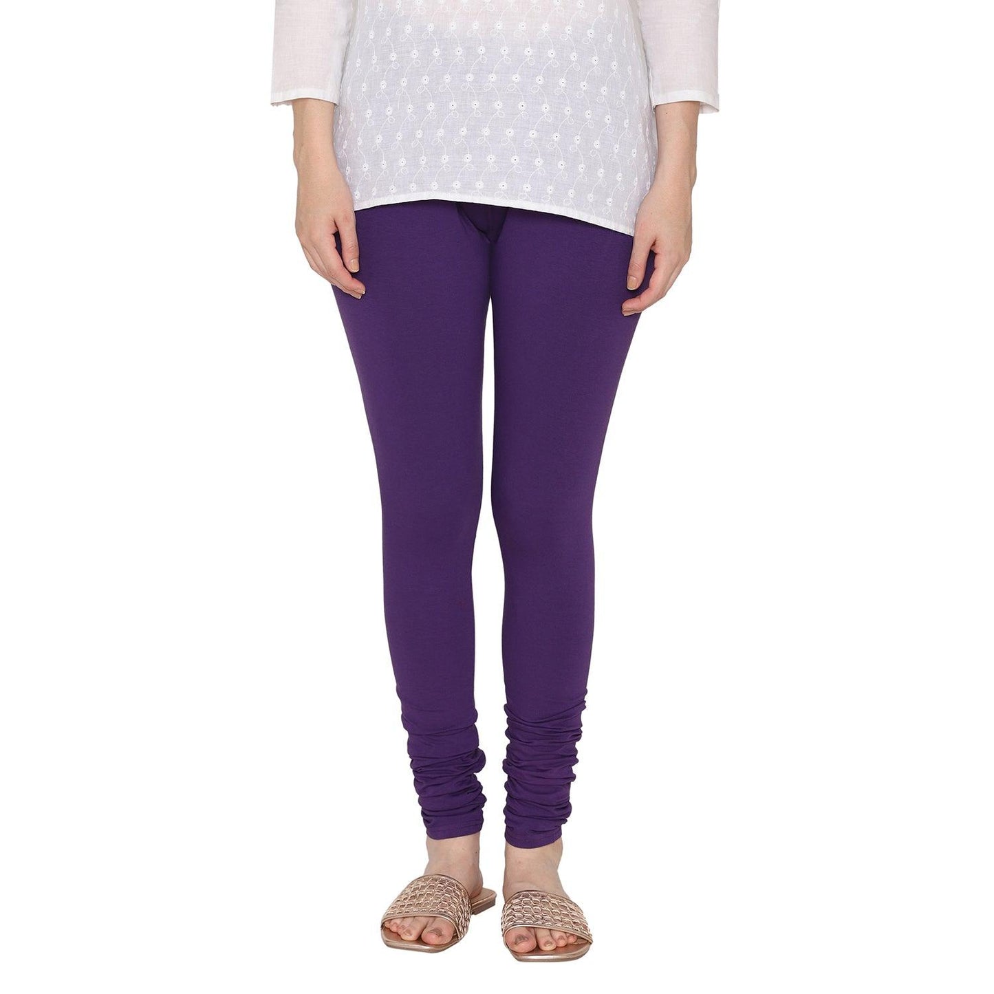 Vami Women's Cotton Stretchable Churidar Legging - Ultra Voilet