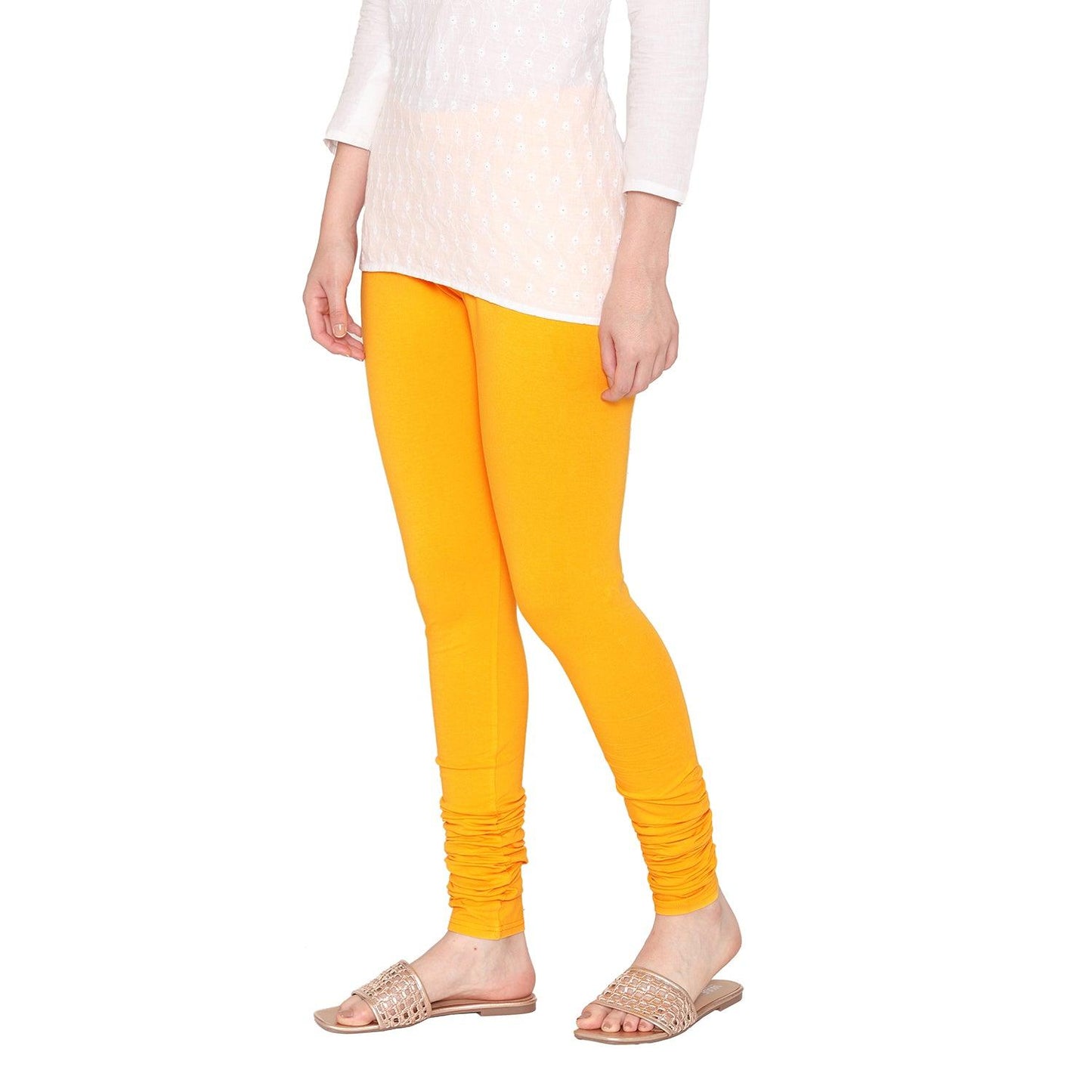 Women's Cotton Stretchable Churidar Legging - Marie Gold