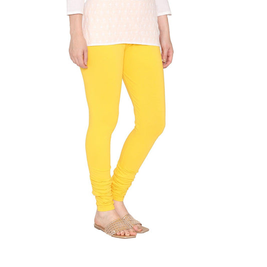 Vami Women's Cotton Churidar Legging - Sun Flower