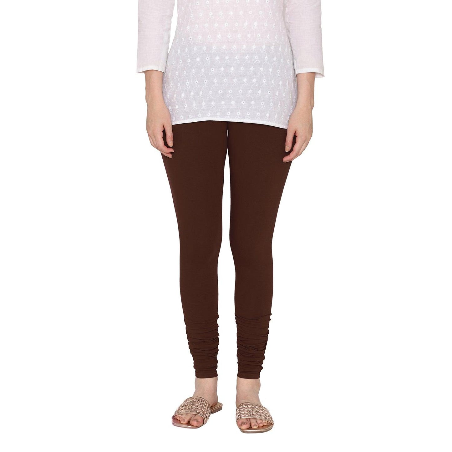 Women's Cotton Churidar Leggings (Free Size) - Deep Plum