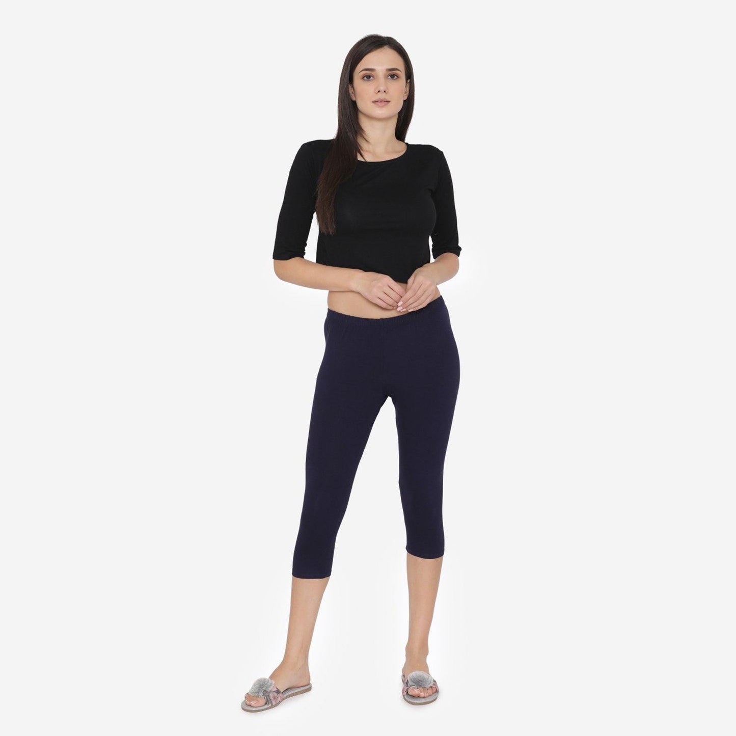 Women's Comfy Classy Capri Leggings - Navy - Bonjour Group
