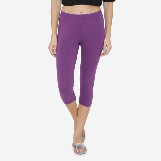 Women's Comfy Classy Capri Leggings - Imperial Purple - Bonjour Group