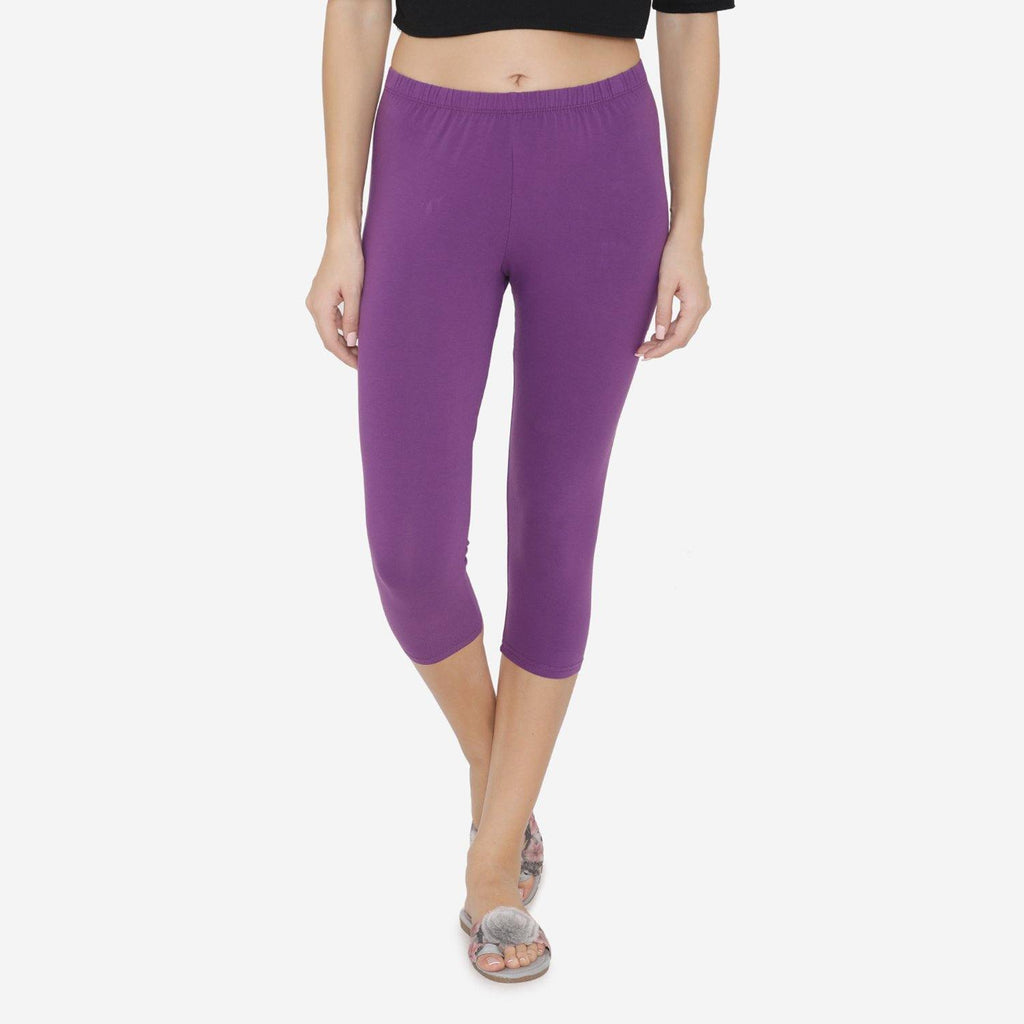Women's Comfy Classy Capri Leggings - Imperial Purple - Bonjour Group