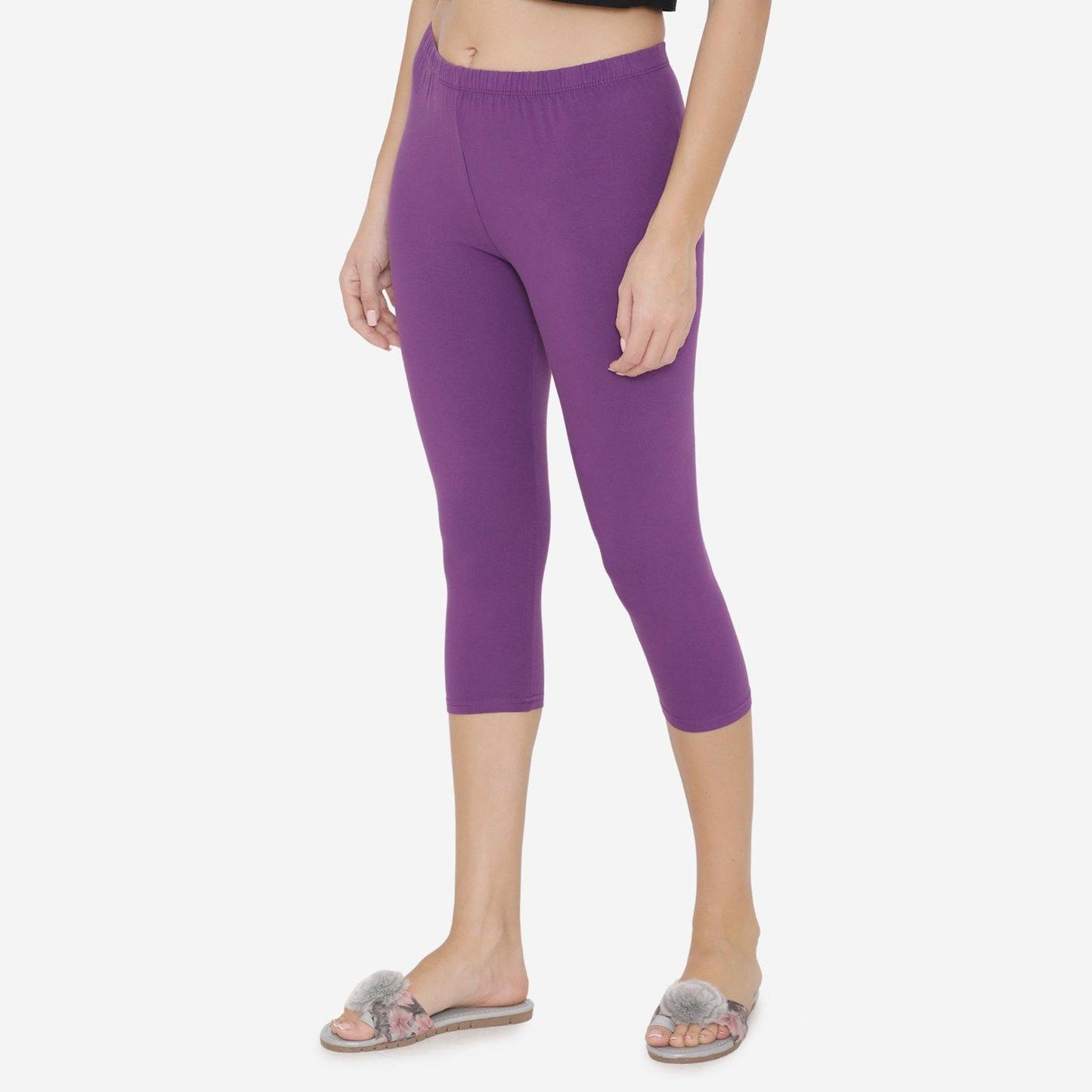 Women's Comfy Classy Capri Leggings - Imperial Purple - Bonjour Group