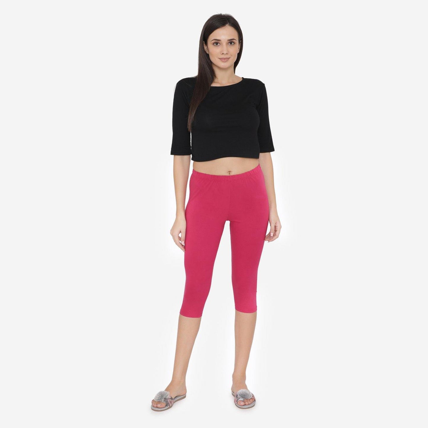 Women's Comfy Classy Capri Leggings - Fuchsia - Bonjour Group