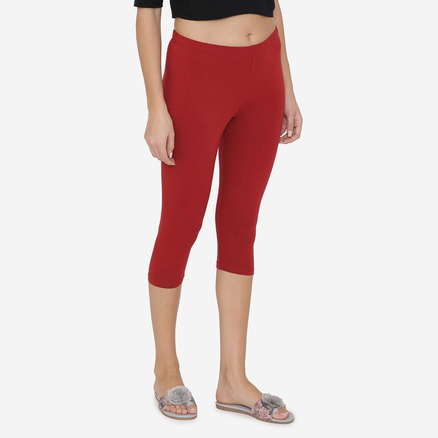 Women's Comfy Classy Capri Leggings - Maroon - Bonjour Group