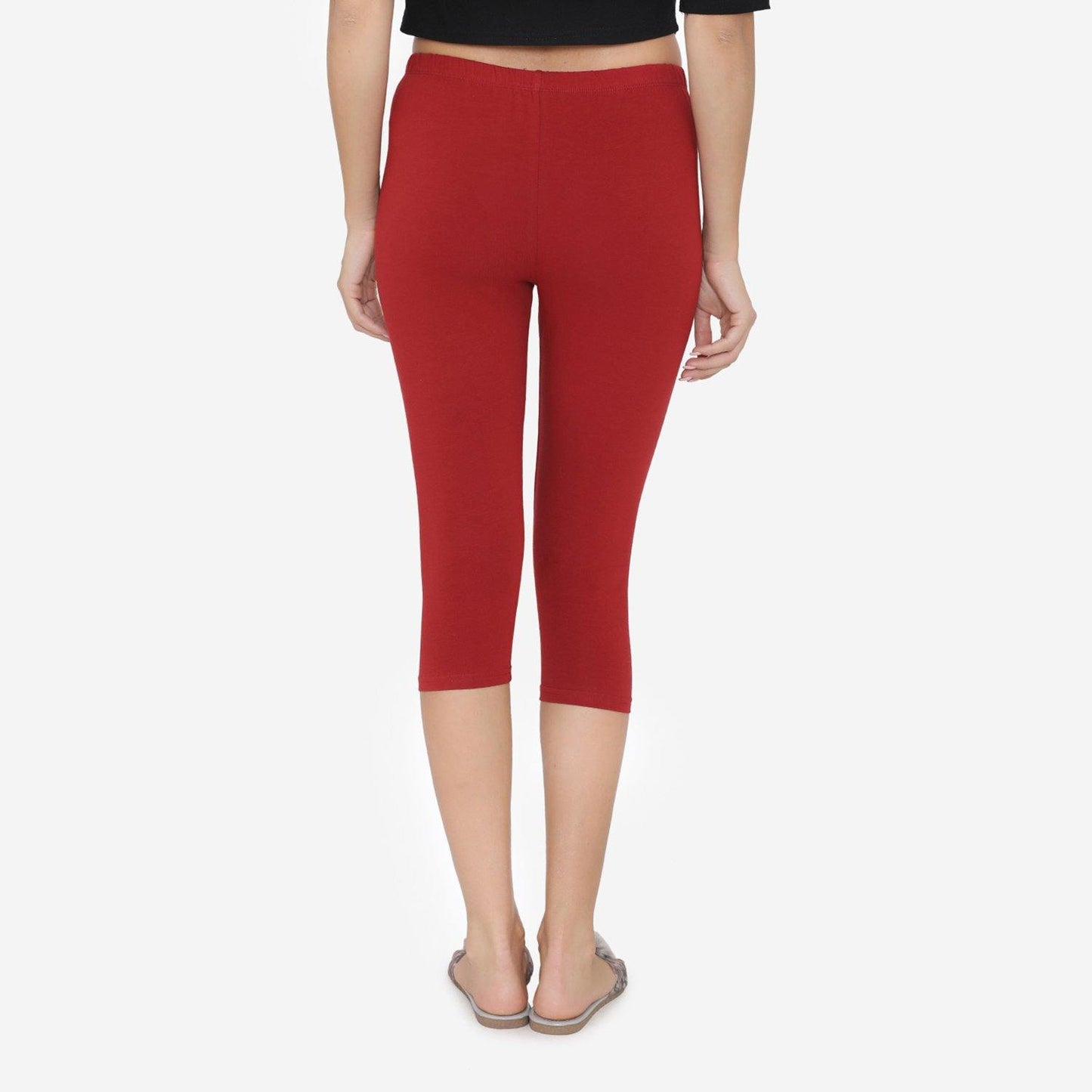 Women's Comfy Classy Capri Leggings - Maroon - Bonjour Group